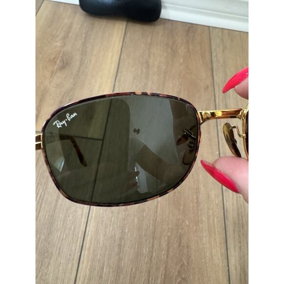 Vintage B&L Ray Ban Signet Rect. Sunglasses USA 80’s Gold Tortoise Green Glass - Picture 7 of 16